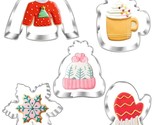 New Winter Cookie Cutter Set-5 Piece-Ugly Sweater, Hat, Mitten, Snowflak... - $21.99