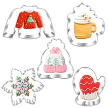 New Winter Cookie Cutter Set-5 Piece-Ugly Sweater, Hat, Mitten, Snowflak... - $20.89