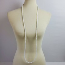 Vintage LONG Estate Simple White Handmade Beaded Necklace 44&quot; - £9.04 GBP