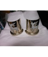 Metal &amp; Glass Christmas Deer Tealight 4&quot; H Candlestick Holders USED Set ... - $456.65 MXN