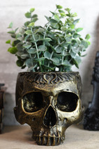Ebros Day Of The Dead Barocco Floral Scroll Half Skull Planter Decor Bowl - £22.36 GBP