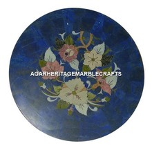 Marble Center Coffee Mosaic Table Top Lapis Lazuli Inlay Home Decorate Art H2039 - £780.23 GBP+