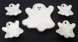 NEW Halloween 12&quot; Ghost Shaped Platter and set of 4 Ghost shaped bowls 6... - £71.93 GBP
