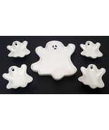 NEW Halloween 12&quot; Ghost Shaped Platter and set of 4 Ghost shaped bowls 6... - £71.31 GBP