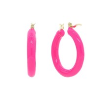 Neon Enamel Colorful Tube Hoop Earring For Women Gold 30mm Tube HOOPS Fashion - £17.46 GBP