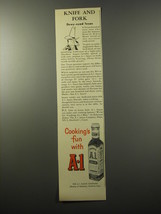 1955 A.1. Sauce Ad - Knife and Fork Dewy-eyed Texan - £14.77 GBP