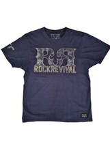 Rock Revival Double R Stripes Navy Blue Mens T-Shirt Sz Large  - £11.96 GBP
