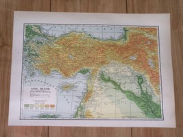 1936 Vintage Physical Map Of Turkey Armenia Cyprus Iraq Syria Saudi Arabia - £14.37 GBP