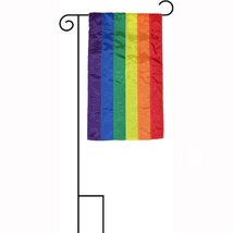 AES 12x18 Embroidered Rainbow Gay Pride Sleeved w/Garden Stand 12&quot;x18&quot; Flag - £14.19 GBP