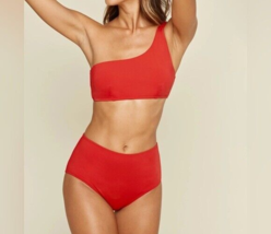Andie Swim High Waist Bikini Bottom Stretch Sire Orange S - $28.91