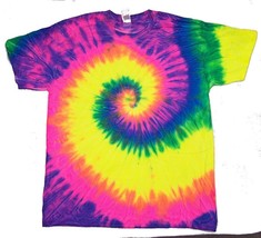 Swirl Rainbow Neon Tye Dyed Tee Shirt Men Women Size Med Hippie Dye Swirl #210 - £7.43 GBP