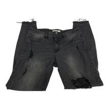 Refuge Women&#39;s Black Distressed Frayed Cuffs Denim Stretch Skinny Jeans ... - £17.73 GBP