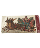 Vtg Victorian Christmas Card Picture Santa &amp; Sleigh Reindeer Toys Emboss... - £8.99 GBP