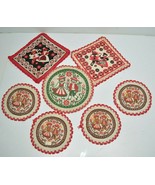 Lot of 7 Vintage Tiroler Webkunst Austrian Folk Art Coasters - Made in A... - $49.49