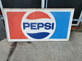 HUGE Vintage 1970s Pepsi Cola Stout Metal Soda Sign E - £439.94 GBP
