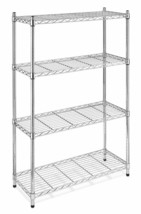 4 Tier Wire Shelving Unit Adjustable Metal Shelf Rack Kitchen Storage Or... - £116.37 GBP