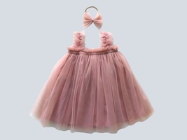 Baby Dusty Pink Tulle Dress, Tutu Girls dress, Flower Girl Dress, First ... - £11.81 GBP