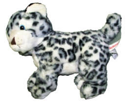 Aurora Snow Leopard Plush 10&quot; Standing Stuffed Animal Gray Spotted White Toy Cat - £8.49 GBP