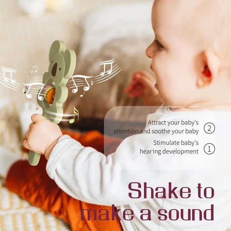 Play Silicone Rattles for Play Animal Koala Handbells Newborn Baby Bed Bell Educ - £23.18 GBP