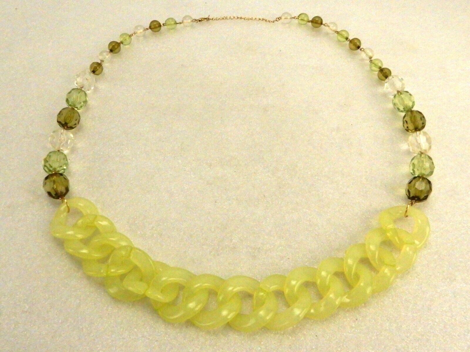 Primary image for Large Statement Necklace, Chunky Acrylic Curb Links, Faceted Beads, #JWL-204