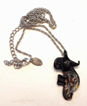 Blown Glass Sea Horse Pendant Necklace + Adjustable Silver Tone Lia Sophia Chain - £15.77 GBP