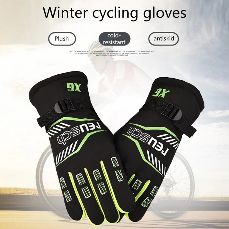 1Pair Cycling Gloves Plush Thickened Gloves Motorcycles Electric Vehicles Skiing - £9.26 GBP