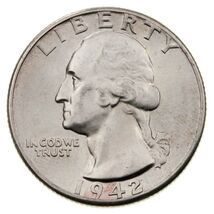 1942 25C Washington Quarter in Gem BU Condition, Excellent Eye Appeal - $58.34