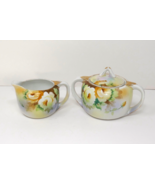 Nippon Morimura Bros Hand Painted Roses Covered Sugar Bowl &amp; Creamer Set - $24.99