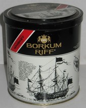 Vtg Empty BR Borkum Riff Tobacco Black/White/Red Storage Tin Can Caniste... - $8.91