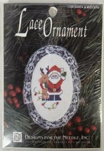 Lace Ornament Santa &amp; Rudolph #1230, Christmas Cross Stitch Kit, NEW, 1992 - £5.15 GBP