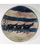 Fantastic Hand Painted &amp; Carved Soapstone Plate Equator Kenya Elephants ... - £11.12 GBP