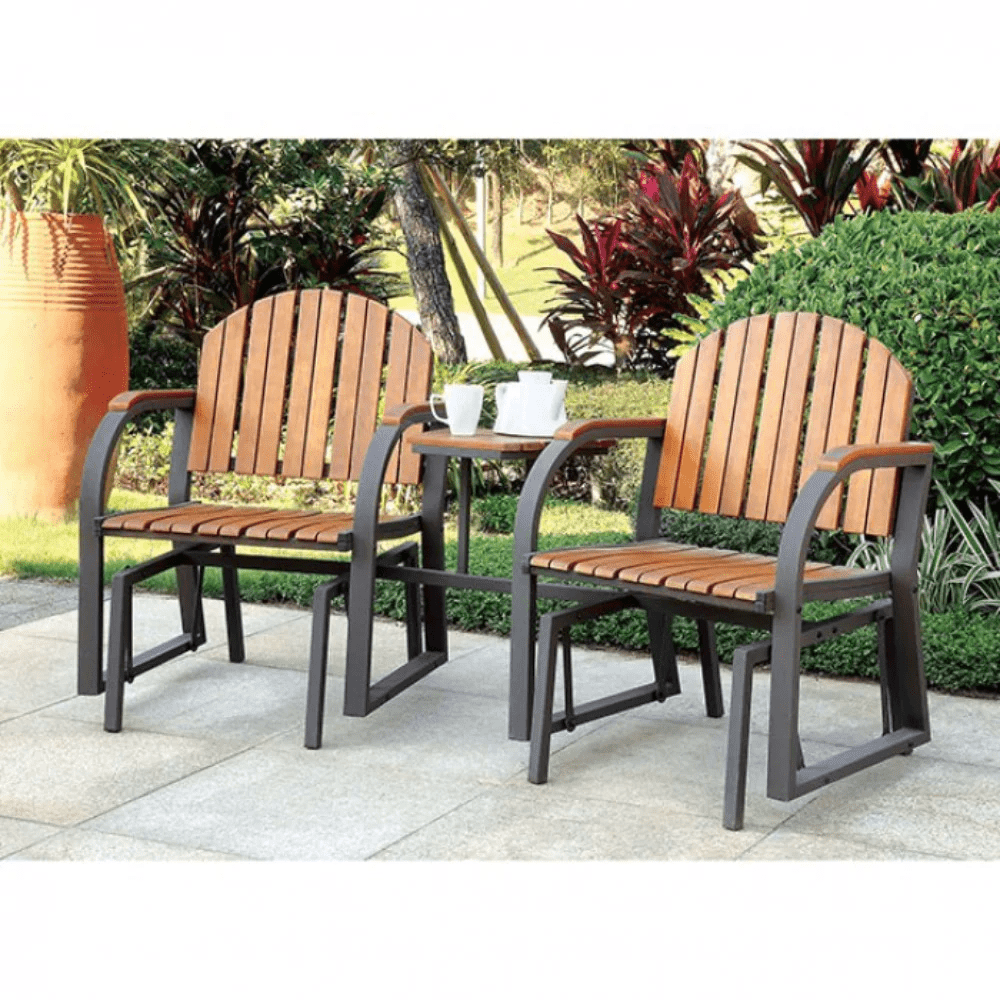 Outdoor Contemporary Set Rocking Chair Oak Finish - $498.96