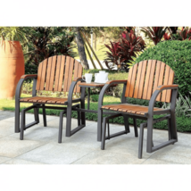 Outdoor Contemporary Set Rocking Chair Oak Finish - £400.78 GBP