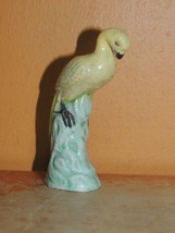 Mud Parrot 3&quot;+ yellow unmarked Mudman Antique c1890 bird longtail crane ... - $49.49