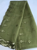 Olive Green Embroidered Dupatta For Women, Occasion Wear, Indian Fashion, DP1043 - £24.37 GBP