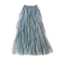 GRAY Tiered Tulle Maxi Skirt Full Layered Skirt Outfit Bridesmaid Tulle Skirts