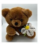 1986 Vintage? Dakin 9&quot; Love Me Not Teddy Bear with Flower with Tags - £20.97 GBP