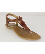 womens T-Strap Sandals Authentic Mexican Huaraches Cognac Leather #582 - £27.50 GBP