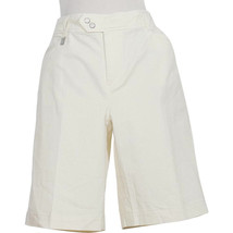 RALPH LAUREN Cream Stretch Cotton Twill Logo Tab Zip Back Pocket Shorts 10 - £27.83 GBP