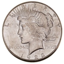 1923-S $1 Silver Peace Dollar in Choice BU Condition, Excellent Eye Appeal - £50.49 GBP