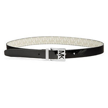 MICHAEL KORS Black White Pebbled Logo Patent Leather Reversible Signature Belt M - £32.16 GBP