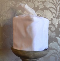 Mike &amp; Ally Creamy White Linen Fabric Boutique Tissue Box Cover - $458.38 MXN