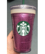 Starbucks Grande Purple Glitter Cold Cup Double Walled Tumbler 2011 16 Oz - £8.92 GBP