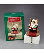 Hallmark 1992 Santa &amp; Child Baby Mice Stocking Hanger Holder Tender Touches - $17.95