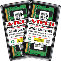 A-Tech 32GB 2x 16GB 2Rx8 PC4-19200 DDR4 2400MHz Ecc Unb Sodimm Server Memory Ram - £147.04 GBP