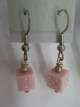 Pink Small Dice Dangle Earrings Hook Painted Dots Youth Tween Fashion Jewelry - £3.93 GBP