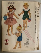 McCall&#39;s 1600 Childs Sun Suit, Skirt &amp; Collar Pattern - Size 6 Chest 24 ... - $17.81