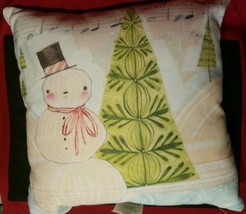 Snowman Christmas Pillow 14&quot; x 14&quot; by Deny Designs Fun Whimsical 100% Polyester - £14.11 GBP