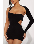  Woman&#39;s Sexy Hollow-Out Long Sleeve One-Shoulder Fitted Mini Dress. - $335.51 MXN