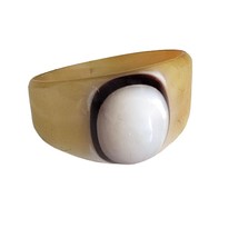 Bakelite &amp; Mother of Pearl Statement Art Deco Ring Size 6.5 - $36.62